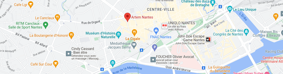 Carte de l'emplacement de Artem à Nantes.